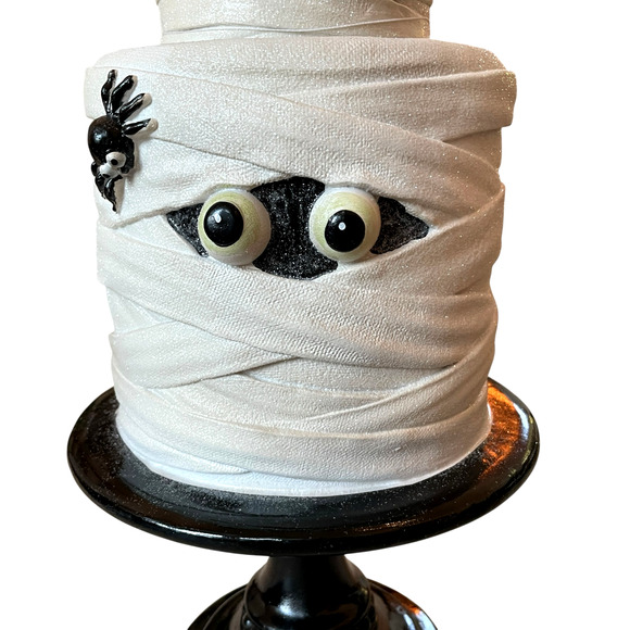 SWEET TREATS 2-Tier Mummy Halloween Faux Cake With Ghost & Pumpkin 19" NEW - Picture 9 of 16
